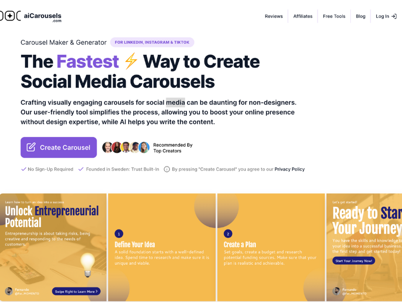 AIcarousels Review: A Free Tool for Creating Visually Engaging Carousels 2 AIcarousels2